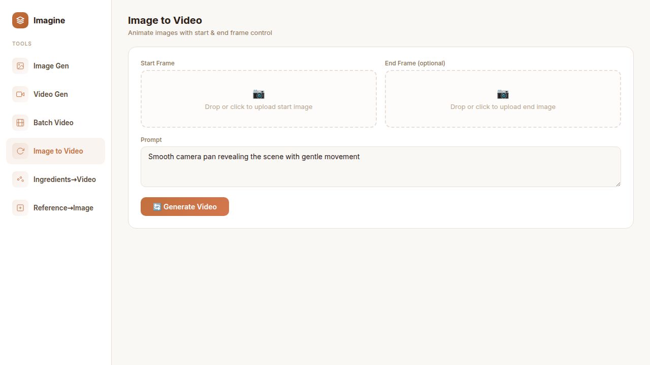 Image to Video Dashboard